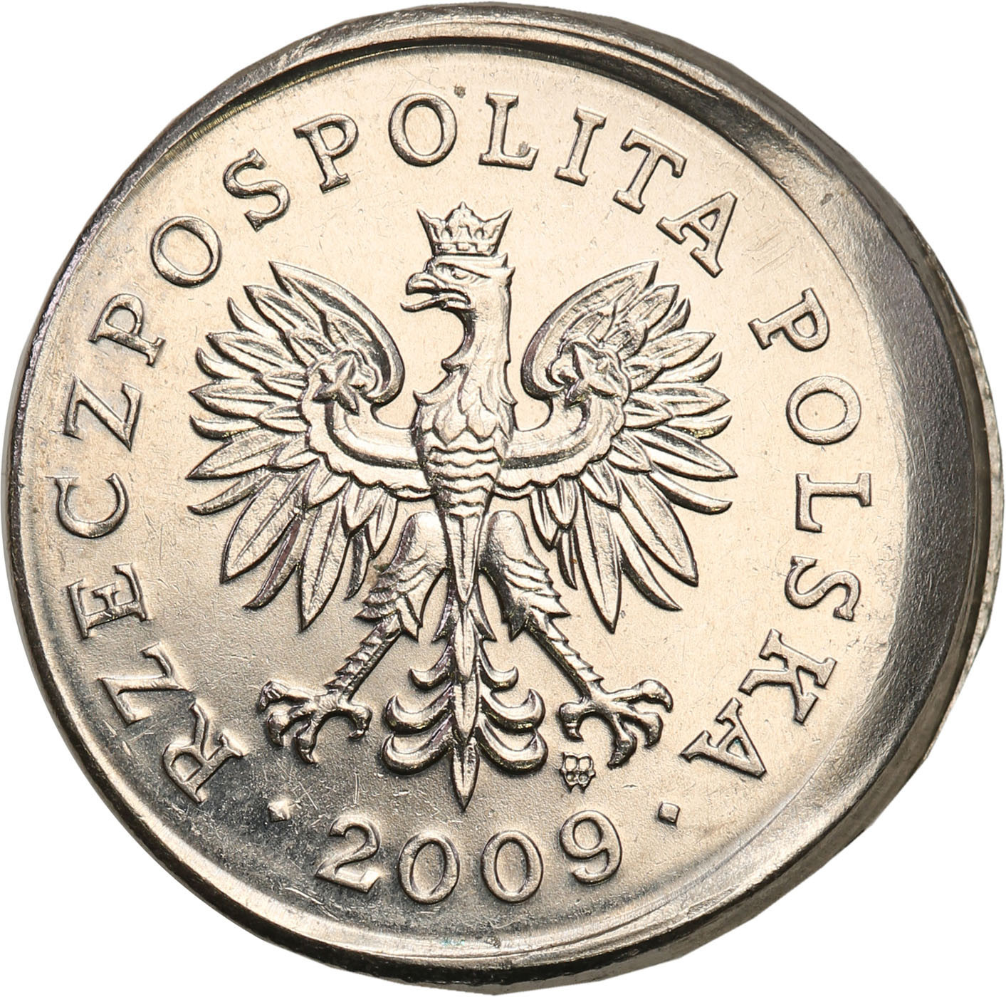 III RP. 20 groszy 2009 przesunięty stempel – DESTRUKT